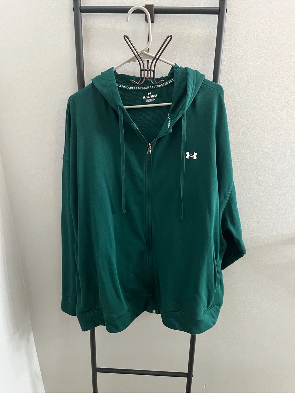 Under Armour Forest Green Full-Zip Hoodie Sweatshirt Oversized